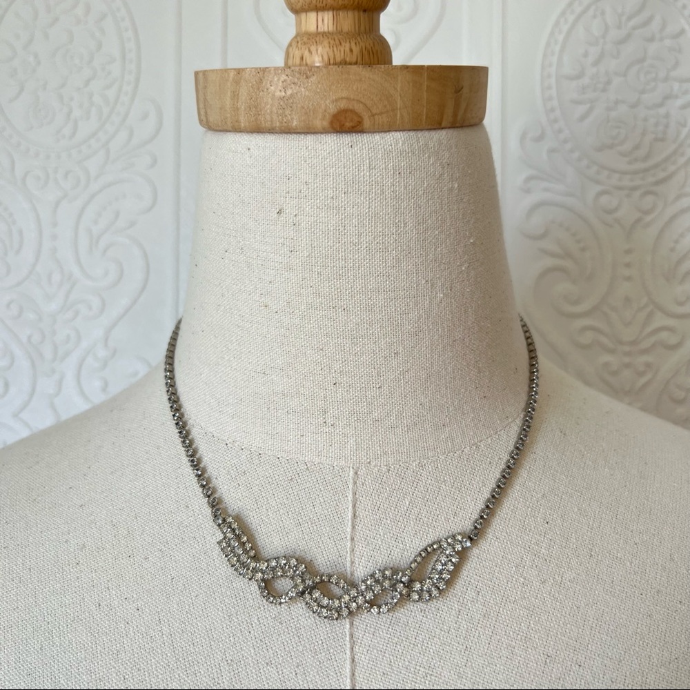 Vintage Twisted Rhinestone Necklace 1980s